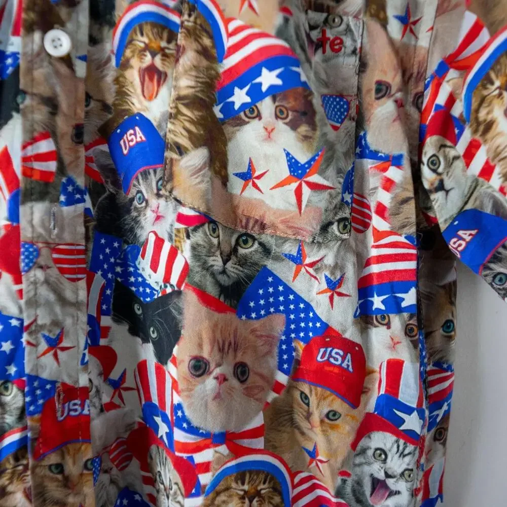 Tipsy Elves 4th of July USA Cat Button Down - Picture 2 of 4